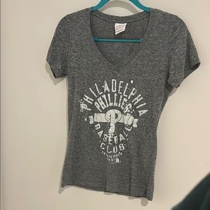 Philadelphia Phillies Women's Grey V-Neck T-Shirt